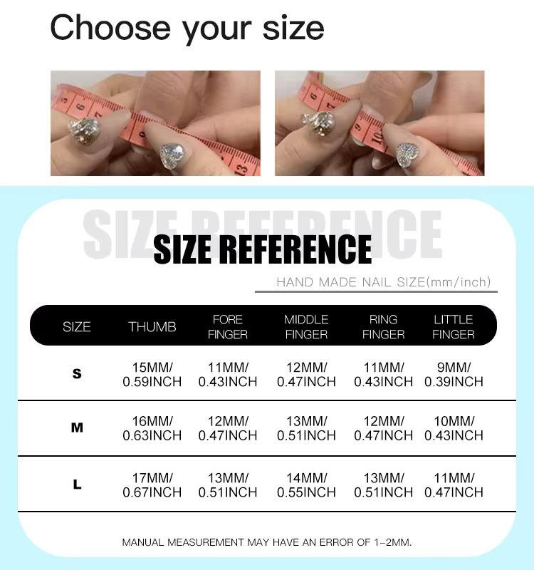 Press-On Nail Size Guide showing different nail sizes for perfect fit – Lavara Nails